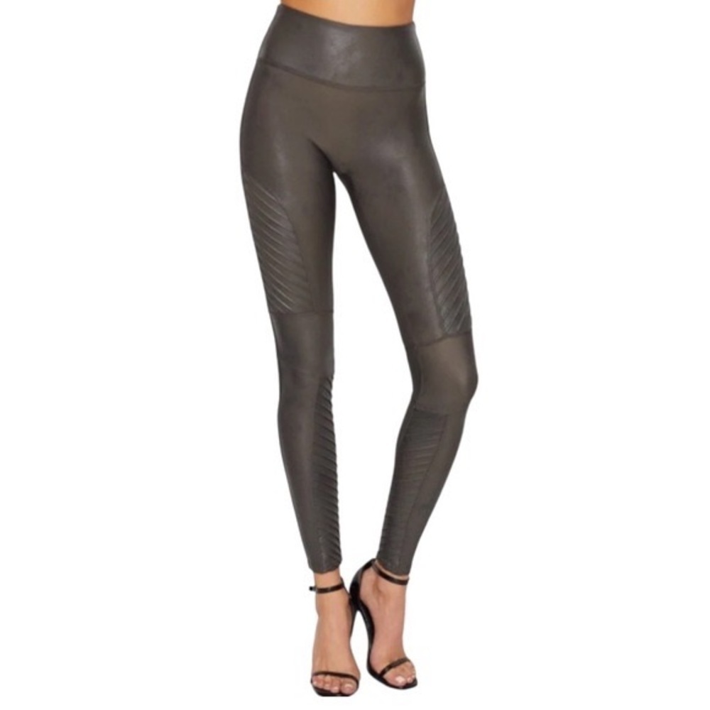 Spanx Faux Leather Moto Legging - Green/Gray Colour - Picture 2 of 8